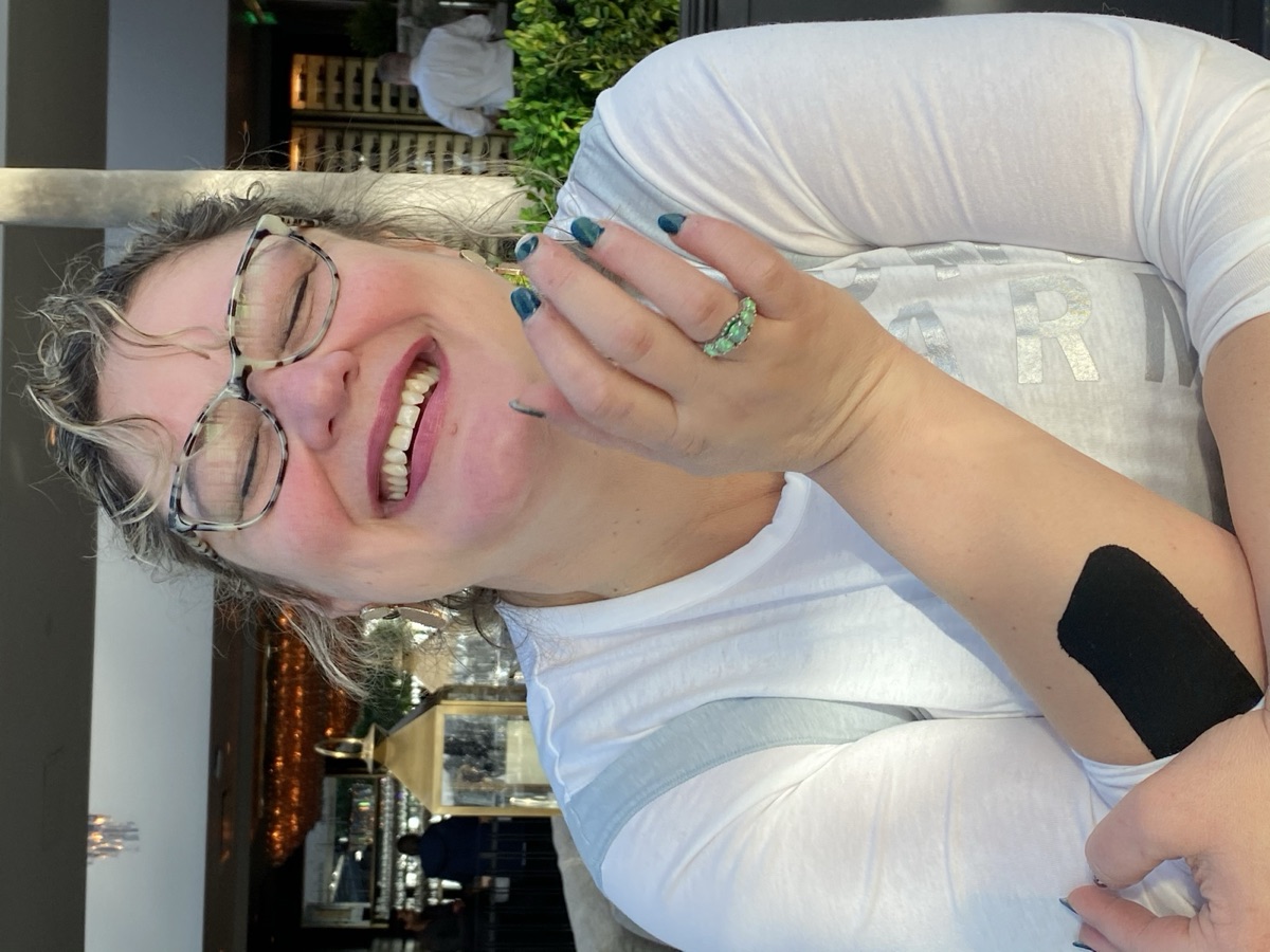 Faye laughing on New Year's Day 2020