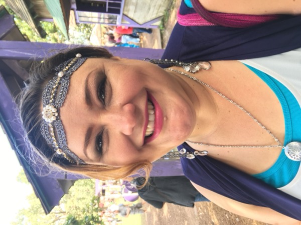 Faye beaming at the Renaissance Festival on their anniversary
